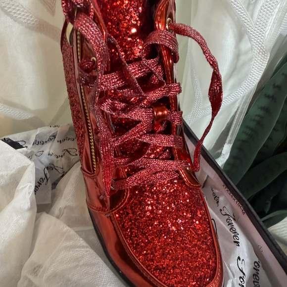 Forever 21 Women's Red Glitter Sneakers     (LEAVING SOON) - Picture 6 of 7